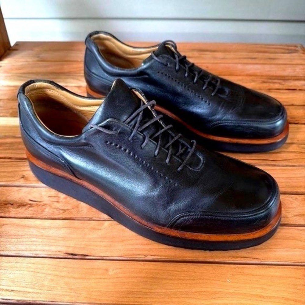 Bally Rutger Oxford Shoes Black Leather 8.5/9.5 Designer Luxury Made in Italy